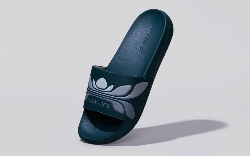 Men's sandals with a perforated leather upper for ventilation Breather Slides (Men Exclusive) : Teal-Grey Men's sandals with a perforated leather upper for ventilation Breather Slides (Men Exclusive) : Teal-Grey