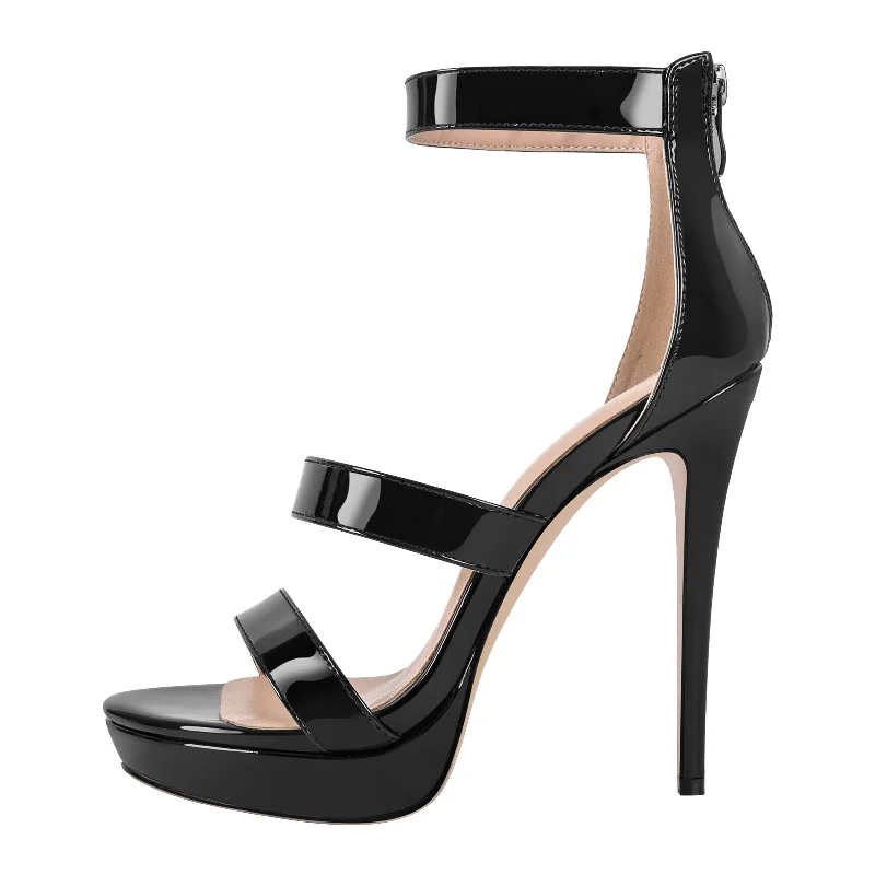 Men's sandals with a pointed toe for a stylish look Black Ankle Zip Platform Stiletto Band Sandals Men's sandals with a pointed toe for a stylish look Black Ankle Zip Platform Stiletto Band Sandals