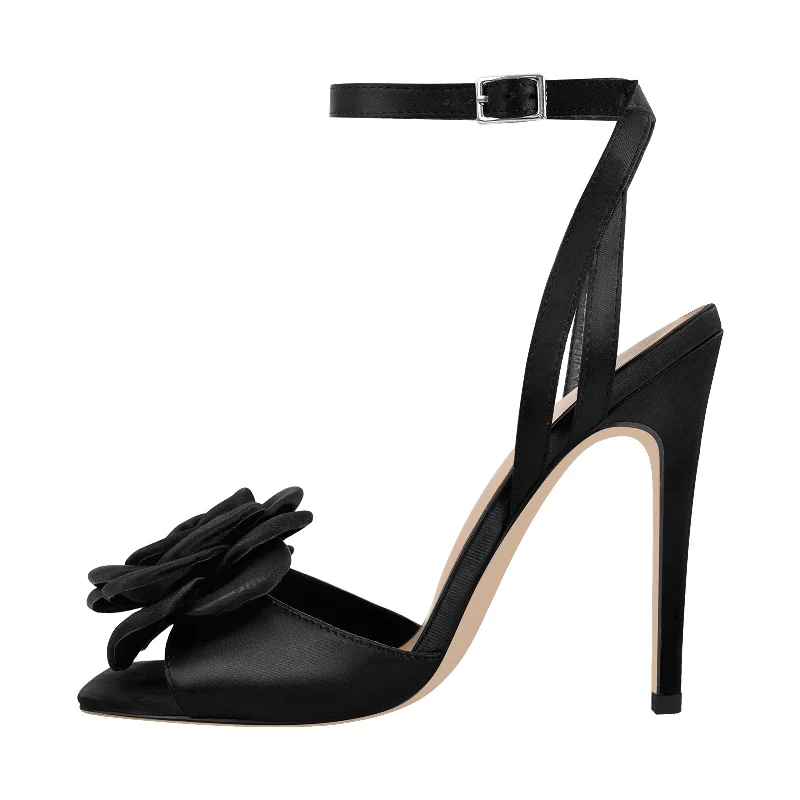 Men's sandals with a flexible sole for easy movement Square Toe Flower Ankle Strap Sandals