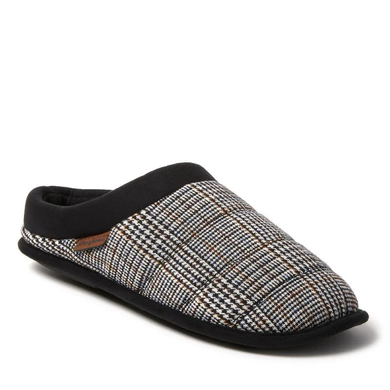 Men's slippers with a shock - absorbing midsole Dearfoams Men's Asher Quilted Plaid Clog House Slipper