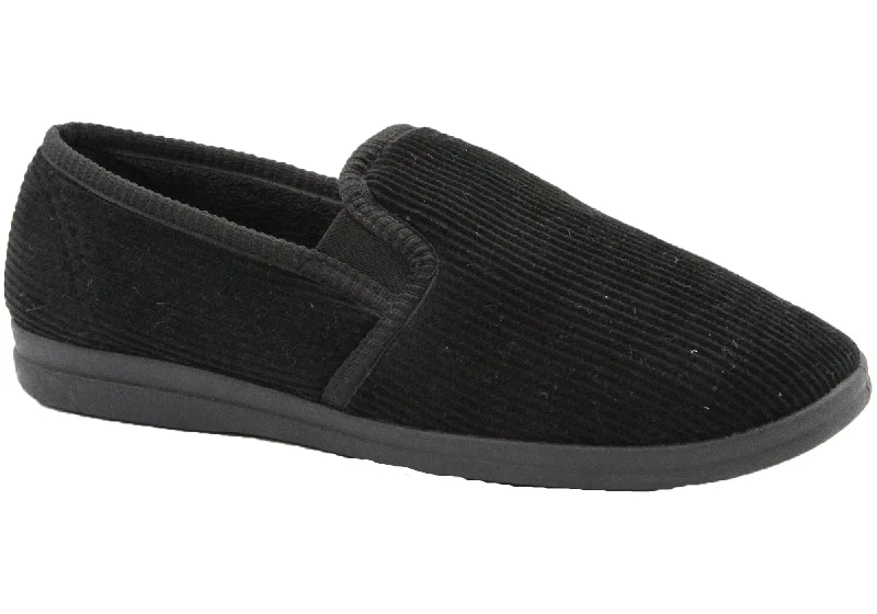 Men's slippers with a memory foam insole Grosby Blake 2 Mens Black Comfortable Indoor Slippers