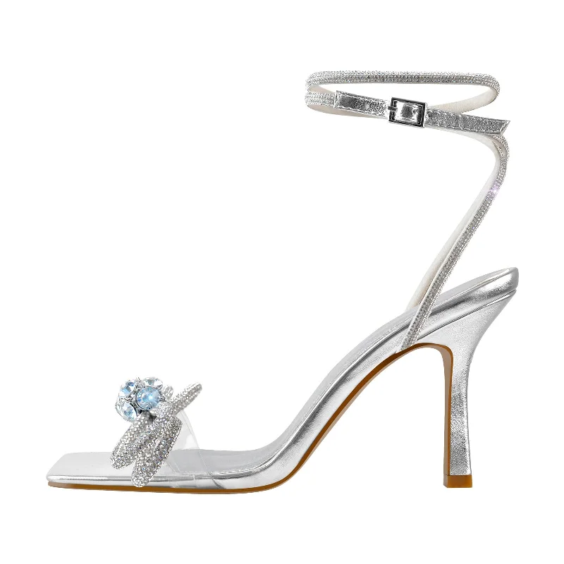 Men's sandals with a cushioned footbed Square Toe Diamante Bow Rhinestone Ankle Strap Sandals Men's sandals with a cushioned footbed Square Toe Diamante Bow Rhinestone Ankle Strap Sandals