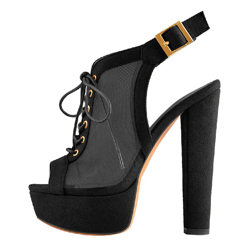 Men's sandals with a shock - absorbing insole Platform Lace up Slingback Chunky Heel Ankle Buckle Mesh Sandals Men's sandals with a shock - absorbing insole Platform Lace up Slingback Chunky Heel Ankle Buckle Mesh Sandals