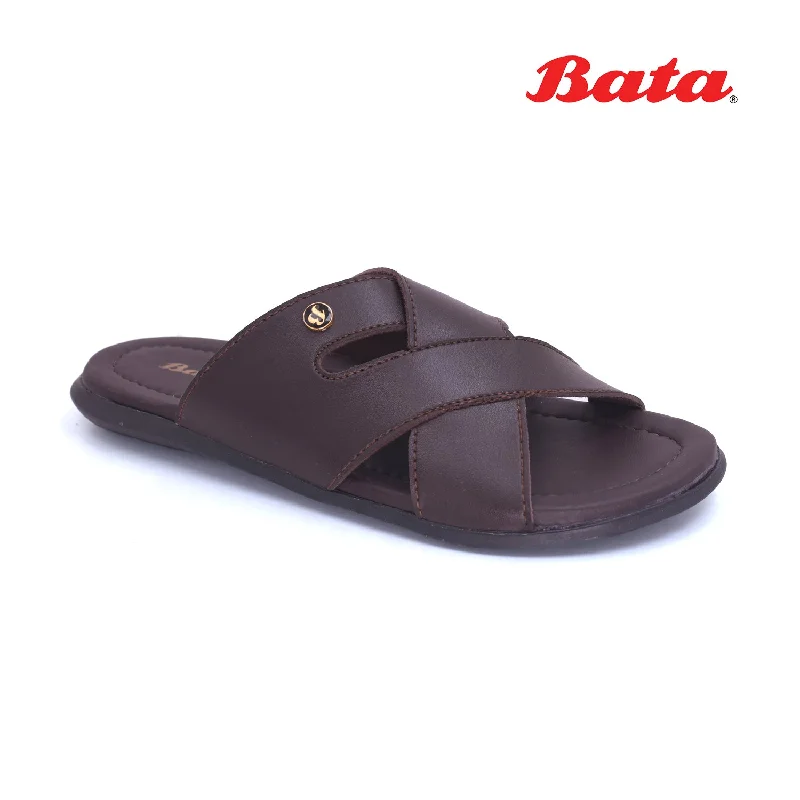 Leather men's slippers with a mule style Bata - Men