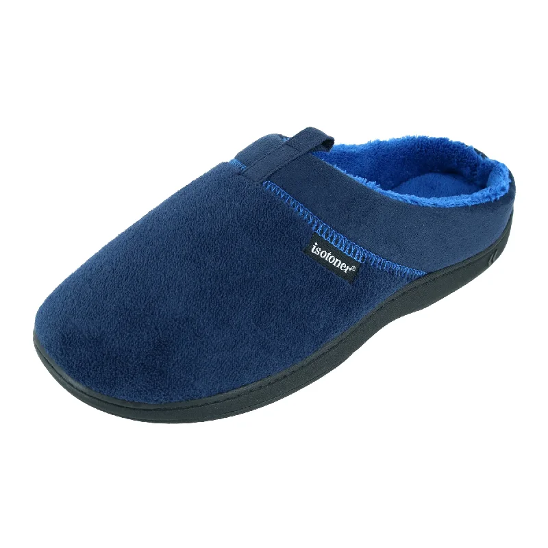 Men's slippers in a warm color like red or brown Men's Microterry Jared Hoodback Slippers