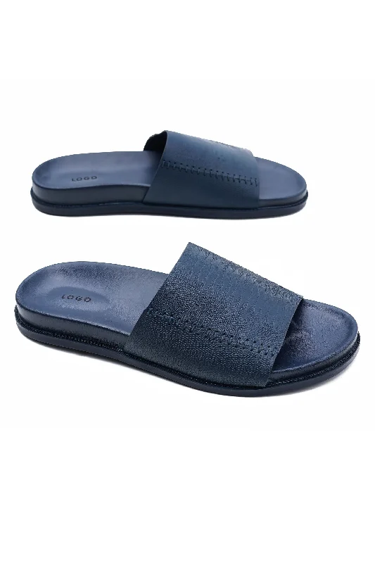 Men's slippers with a breathable fabric upper LOGO 7866 BLU