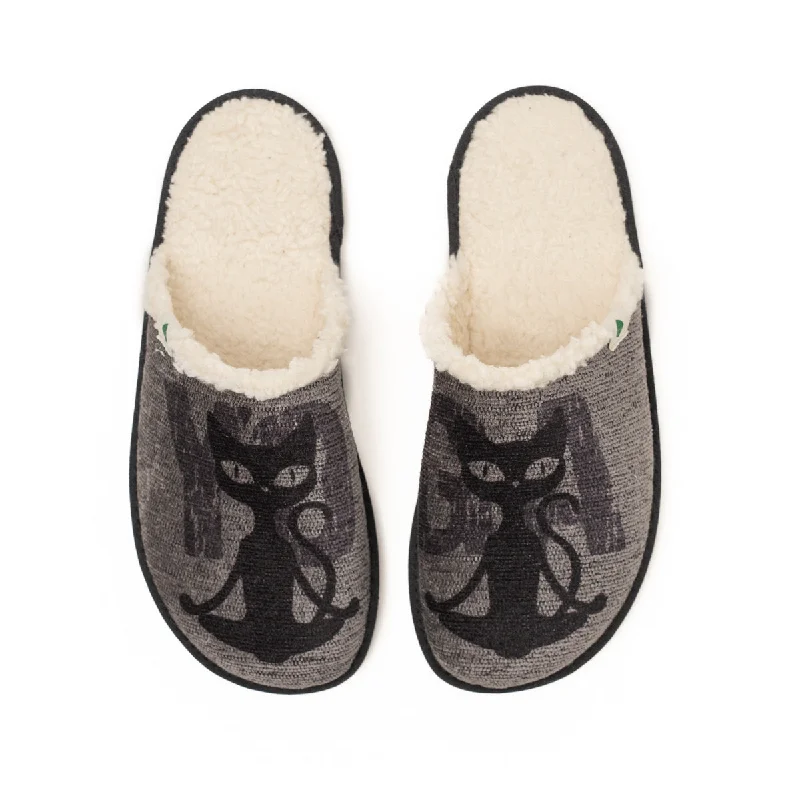 Men's slippers with a breathable fabric upper Vegan home slipper GRAY CAT SAW012