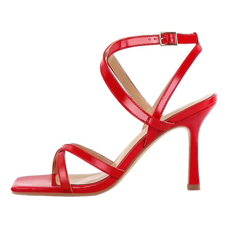 Men's sandals with a contrast stitching detail Square Toe Criss Cross Ankle Strap Sandals