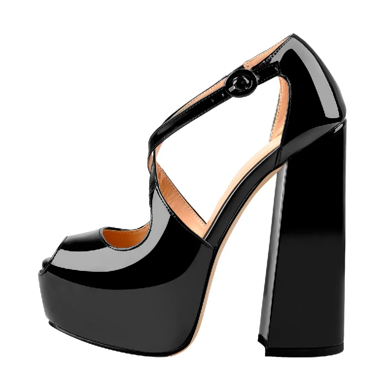 Men's sandals with a cushioned footbed Peep Toe Platform Criss Cross Strap Sandals