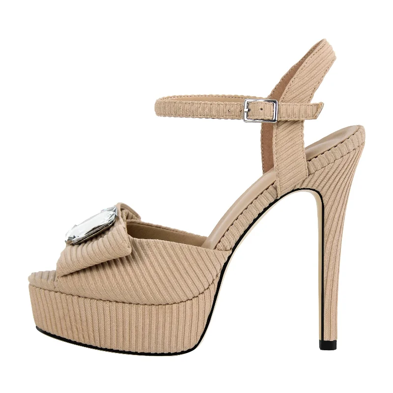 Men's sandals with a padded heel Peep Toe Platform Jewel Buckle Strap Sandals
