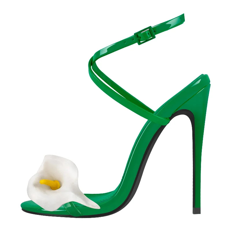 Men's sandals with a removable insole for cleaning Round Toe Calla Lily Cross Strap Sandals