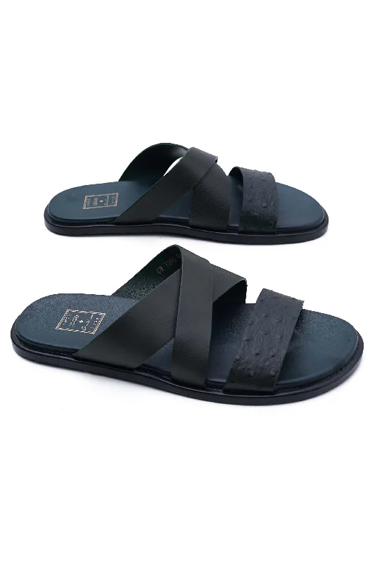 Men's slippers with a stretchy side panel for a better fit LOGO 7896 GRA