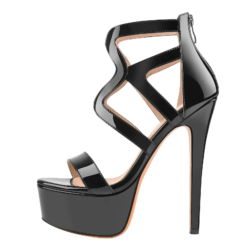 Men's sandals with a buckle closure Platform Gladiator Cut Out Stilettos High Heels Sandals
