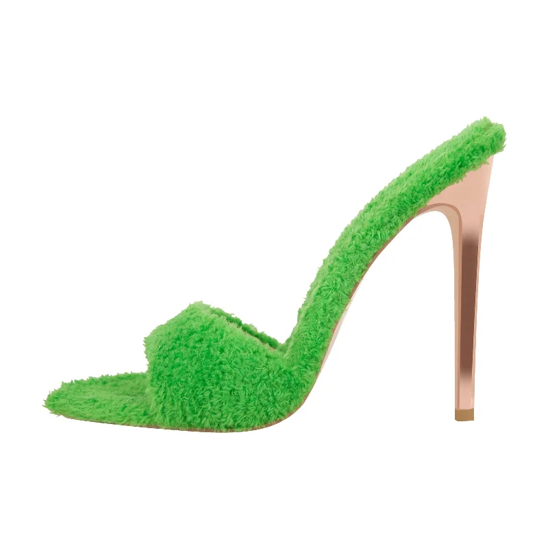 Men's sandals with a buckle closure Sherpa Pointed Toe High Heel Sandals
