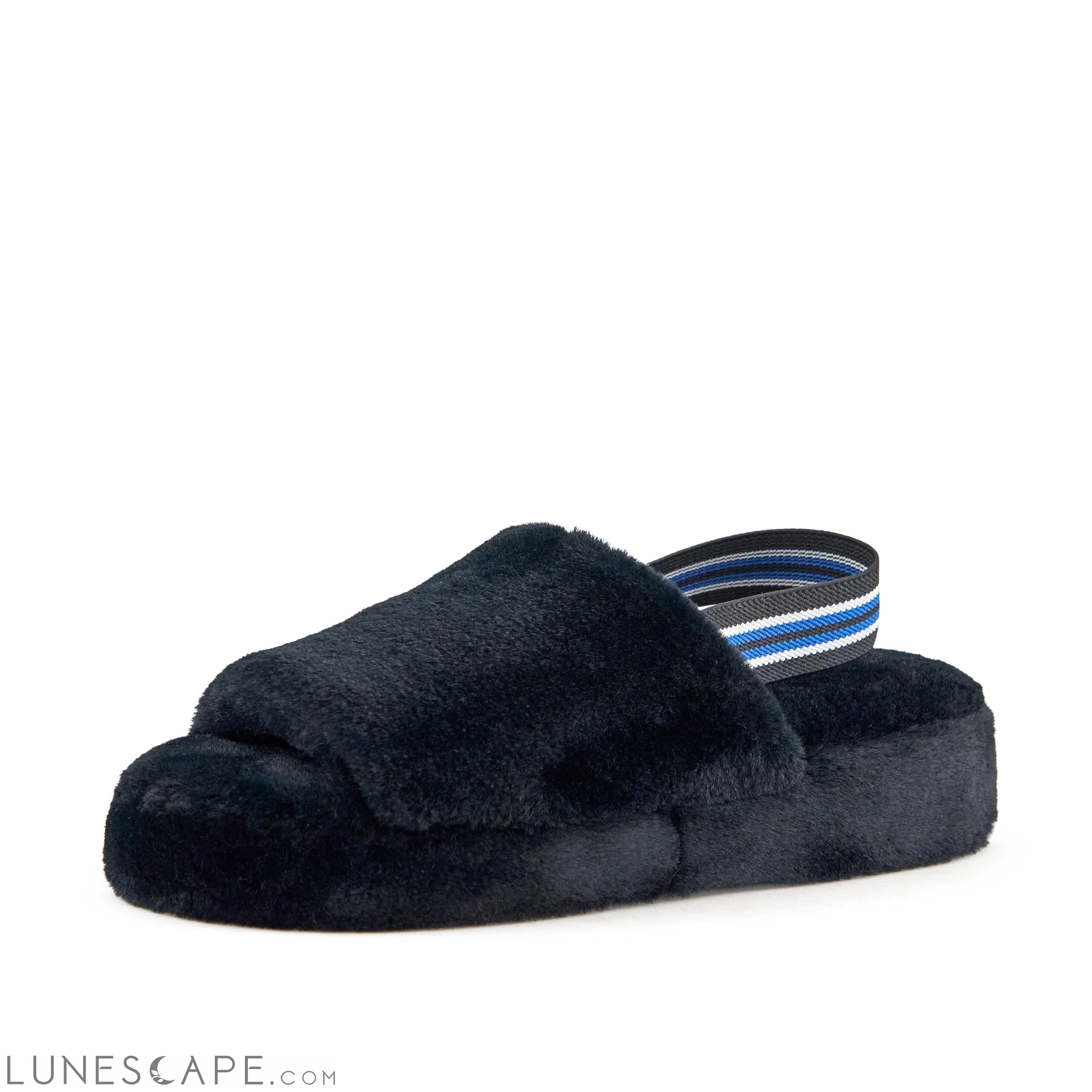 Women's Slippers with a Built - in Heel in Black for a Slightly Elevated Look Plush Slingback Slipper - Black