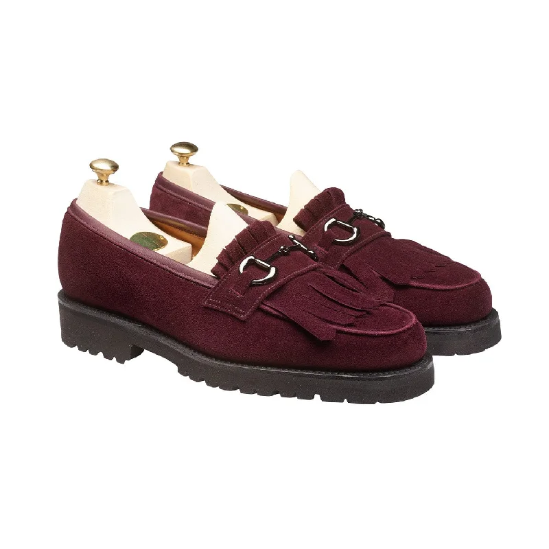 Women's Embroidered Floral Pattern Loafers in Beige for a Spring - Inspired Outfit Clara Plum Calf Suede