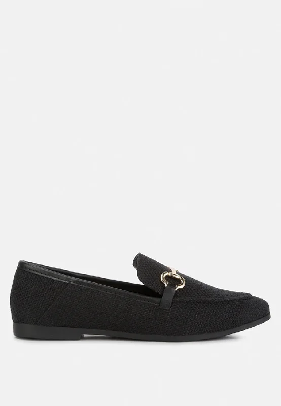 Women's Metallic Foil - Finish Loafers in Gold for a Glamorous Night Out Neoma Horsebit Detail Flat Canvas Loafers