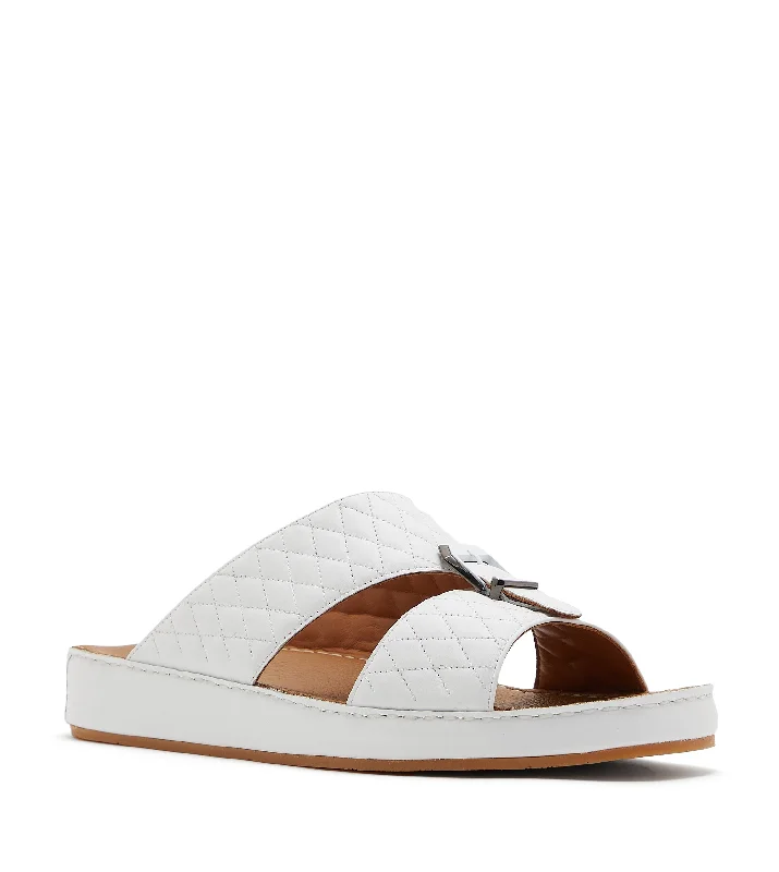Men's sandals with a decorative buckle or charm2015-108 WHITE