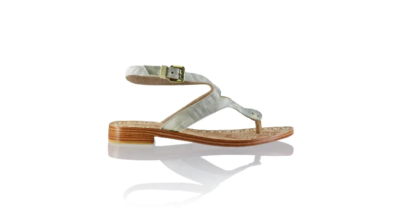 Men's sandals with a cushioned footbedAgra 20mm Flats - Cream & Green Tenun Alam