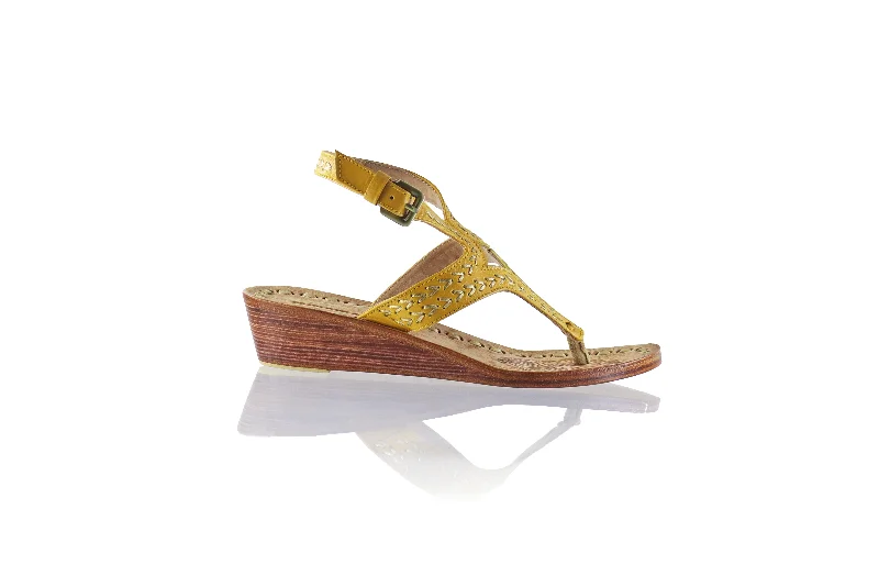 Men's sandals in a neutral color like black or brownAgra 35mm Wedge - Mustard & Gold