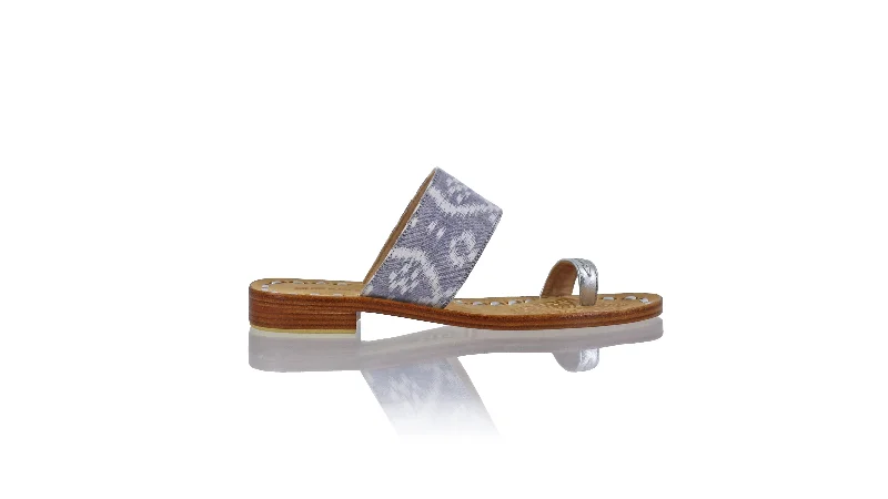 Men's sandals with a toe post designArini 20mm Flat - Silver & Grey Tenun Alam Endek