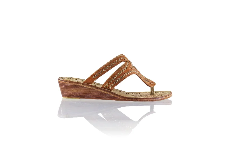Flip - flop style men's sandals for beach wearArrah 35mm Wedges - Camel & Gold
