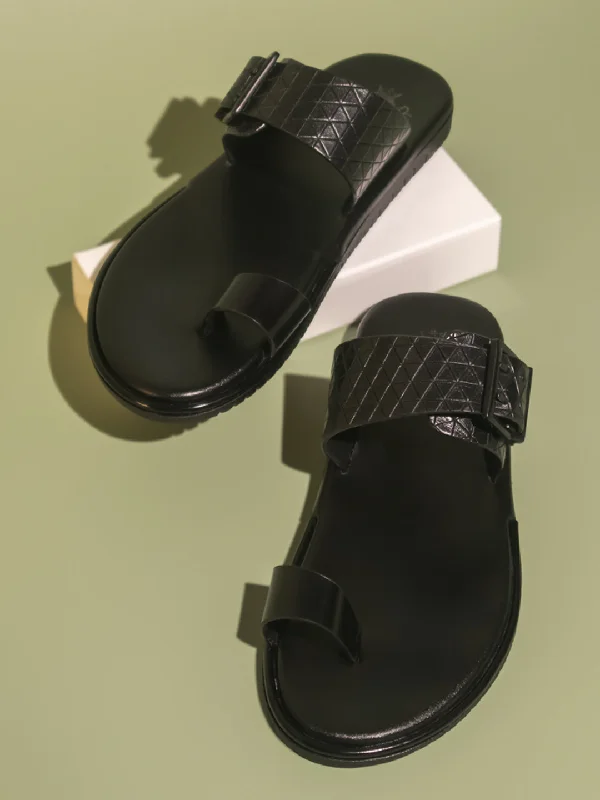 Men's sandals with a rubber sole for tractionMen's sandals with a rubber sole for tractionAtesber Black Formal Slip-on Sandal For Men