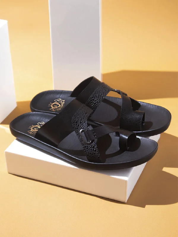 Men's sandals in a neutral color like black or brownMen's sandals in a neutral color like black or brownAtesber Black Thong Sandal For Mens