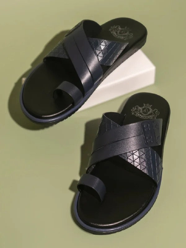 Men's sandals with a contrast stitching detailMen's sandals with a contrast stitching detailAtesber Blue Formal Slip-on Sandal For Men
