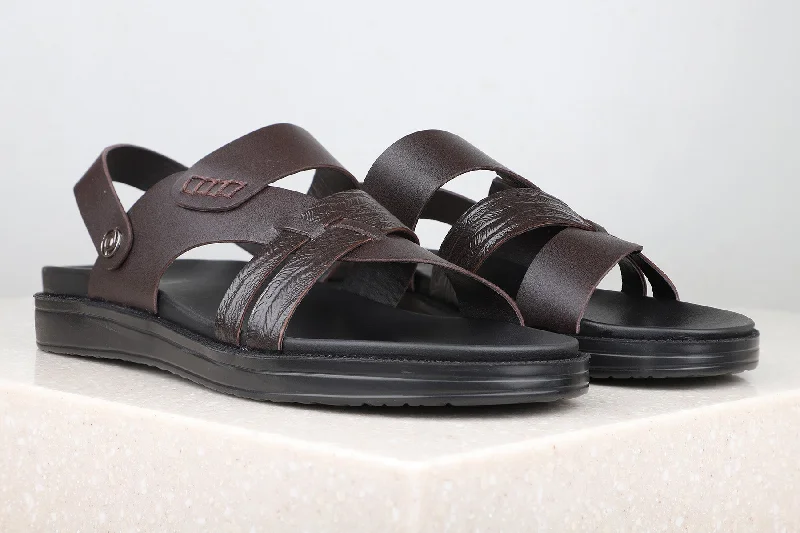 Men's sandals with a contrast stitching detailMen's sandals with a contrast stitching detailAtesber Brown Comfort Sandals For Men