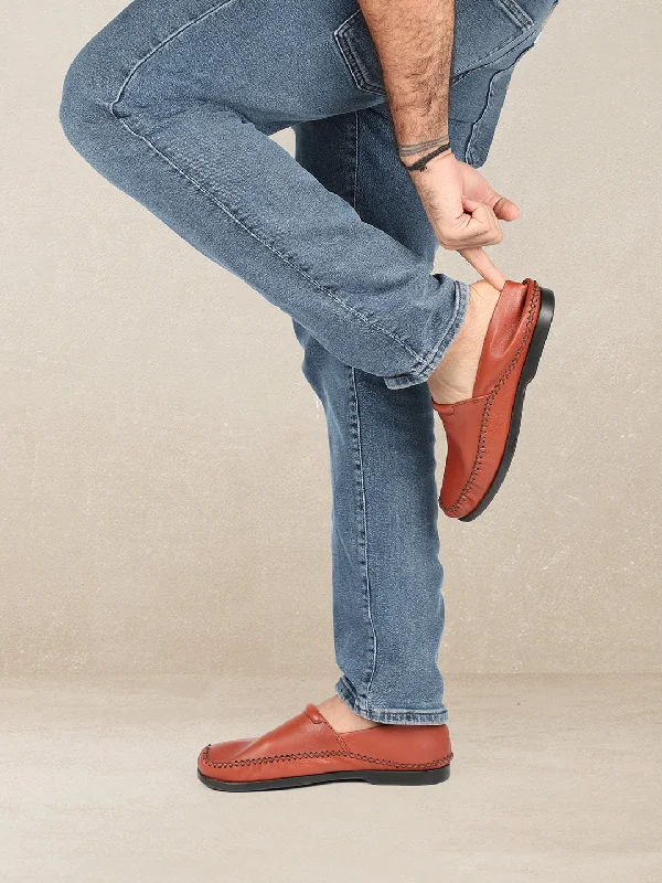 Men's sandals with a pointed toe for a stylish lookAtesber Tan Solid Casual Slip-on Shoes For Men