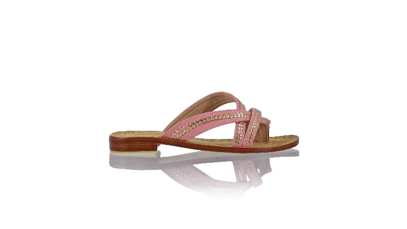 Men's sandals with a perforated leather upper for ventilationEdo No Strap 20mm Flat - Soft Pink & Gold Men's sandals with a perforated leather upper for ventilationEdo No Strap 20mm Flat - Soft Pink & Gold