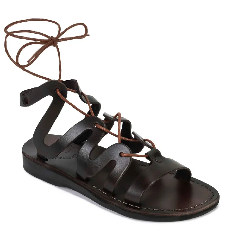 Men's sandals with a toe post designMen's sandals with a toe post designEmma - Leather Lace Up Sandal | Brown