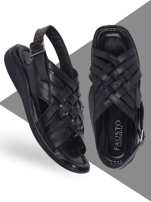 Men's sandals with a stretchy strap for a better fitMen's sandals with a stretchy strap for a better fitMen Black Buckle Criss Cross Strap Leather Sandals Men's sandals with a stretchy strap for a better fitMen's sandals with a stretchy strap for a better fitMen Black Buckle Criss Cross Strap Leather Sandals