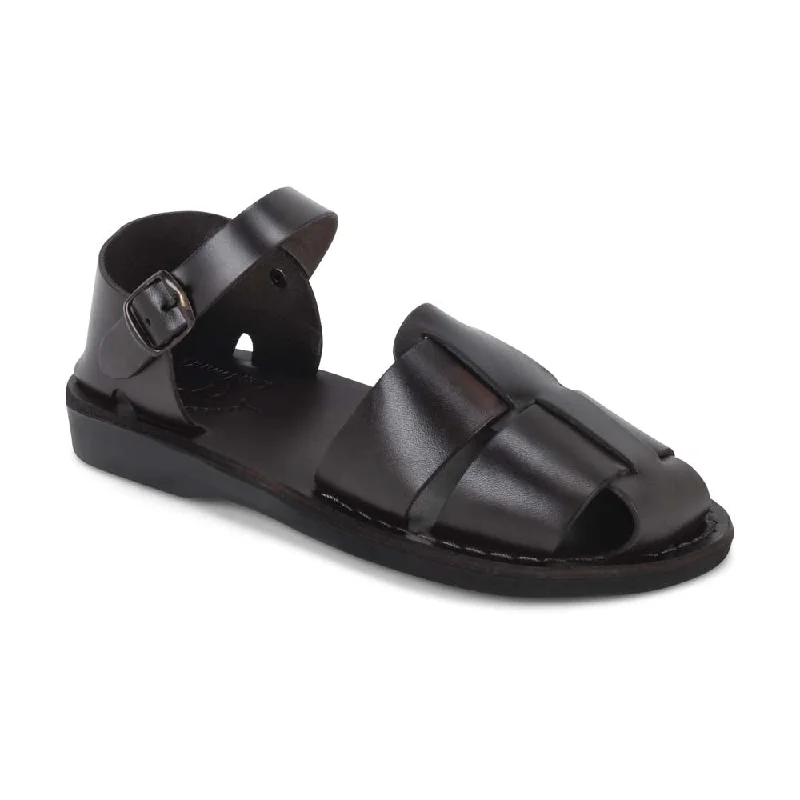 Men's sandals with a decorative buckle or charmMen's sandals with a decorative buckle or charmGemma - Leather Adjustable Strap Sandal | Brown