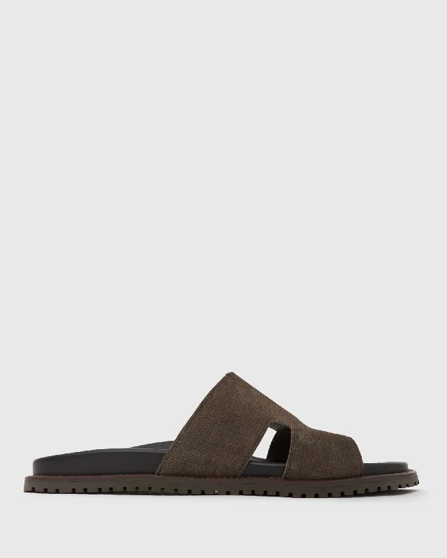 Men's sandals with a perforated leather upper for ventilationGRIFFIN Leather Casual Slides