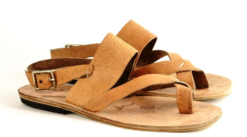 Men's sandals with a decorative buckle or charmJesus mandal  | Natural Bison
