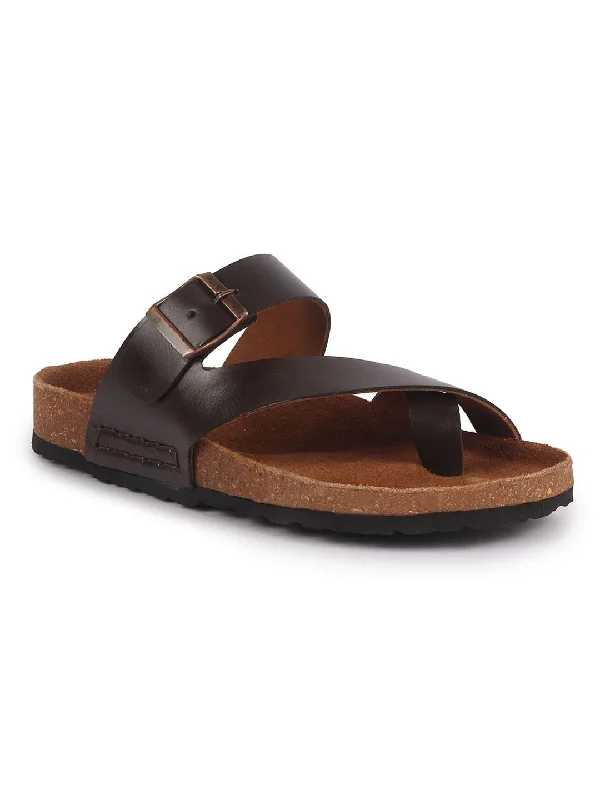 Men's sandals with a durable outer soleMen Brown Genuine Leather Toe Ring Adjustable Strap Slip On Outdoor Slippers|Cork Latex Suede Footbed|Deep Heel Cup Insole Men's sandals with a durable outer soleMen Brown Genuine Leather Toe Ring Adjustable Strap Slip On Outdoor Slippers|Cork Latex Suede Footbed|Deep Heel Cup Insole