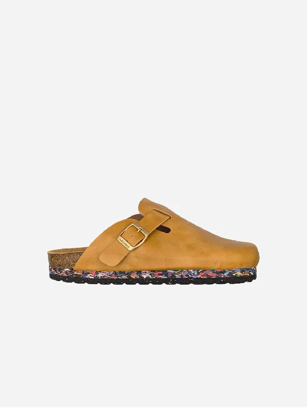 Men's sandals with a decorative buckle or charmBrussels Unisex Vegan Leather Clogs | Brown