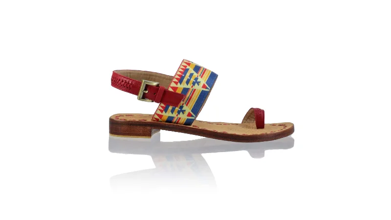 Men's sandals with a cushioned footbedPrana 20mm Flat - Red & Multicolor Triangle Ribbon