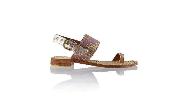 Men's sandals with a pointed toe for a stylish lookPrana 20mm Flat - Rose Gold & Lavender Songket