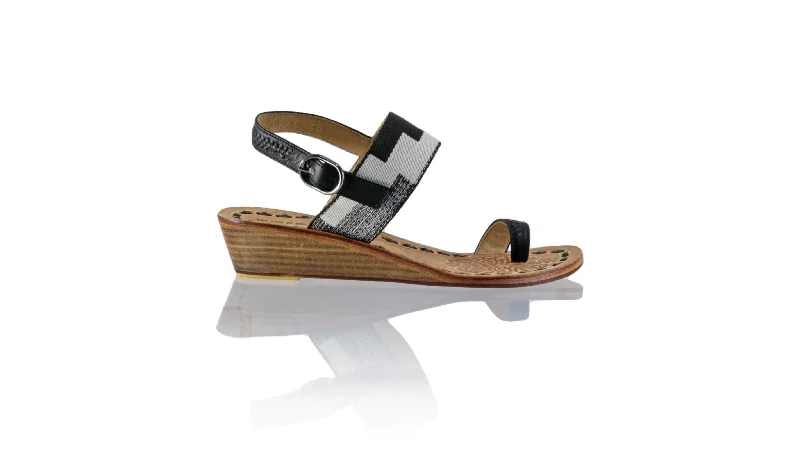 Waterproof men's sandals for water activitiesPrana 35mm Wedge - Black & Black Grey Squere Ribborn