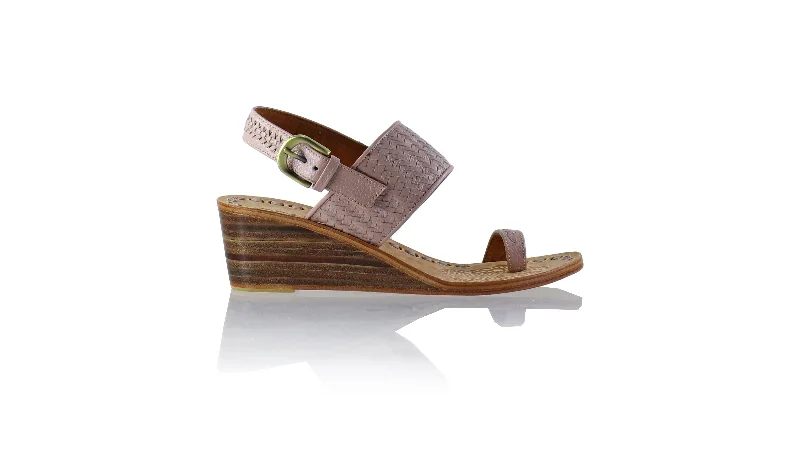 Men's sandals in a neutral color like black or brownPrana 50mm Woven Wedge - Soft Pink BKK