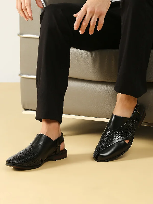 Men's sandals with a wide strap for supportMen's sandals with a wide strap for supportPrivo Casual Mules Sandal-Black For Men
