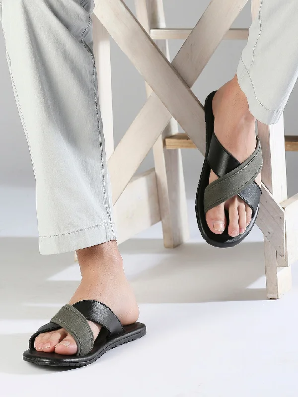 Men's sandals with a removable insole for cleaningMen's sandals with a removable insole for cleaningPrivo Grey Denim and Black Casual Sandals For Men