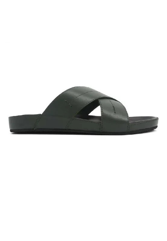 Men's sandals with a buckle closureMen's sandals with a buckle closureRad Russel Cross Slider Sandal - Green