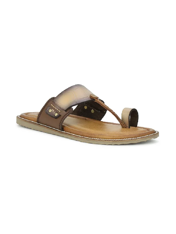 Men's sandals with a leather lining for comfortStrapi Casual Slipper-Tan/Brown