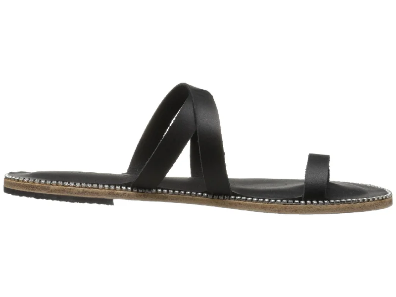 Men's sandals with a decorative buckle or charmSunset Blvd - Leather Toe Loop With Swarovski crystals | Black