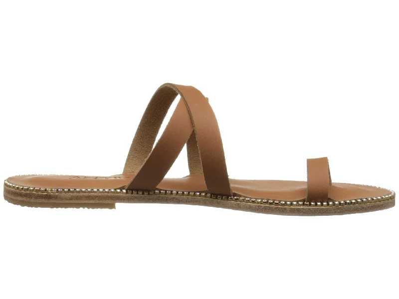 Men's sandals with a padded heelSunset Blvd - Leather Toe Loop With Swarovski crystals | Tan