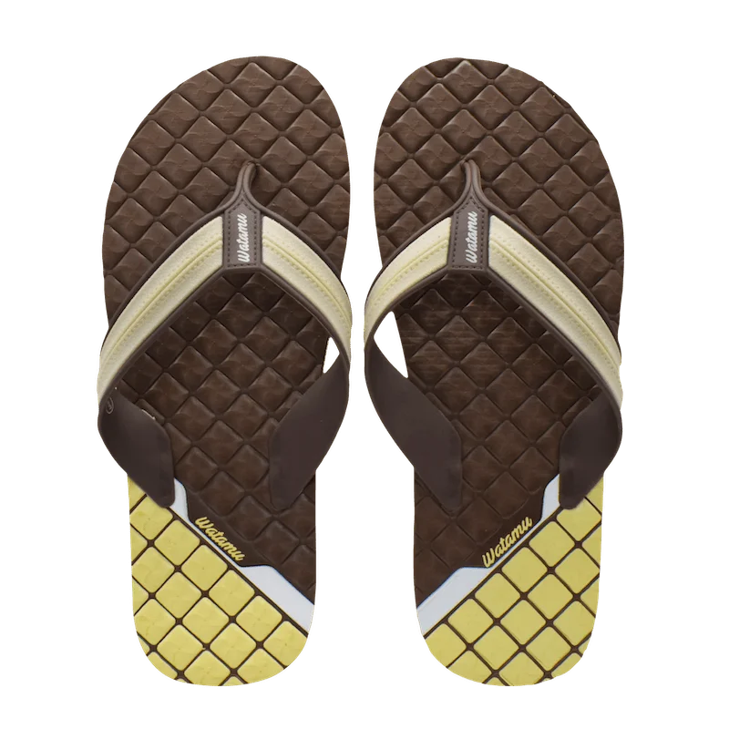 Men's sandals with a wide strap for supportWatamu Checkers Slippers - Brown